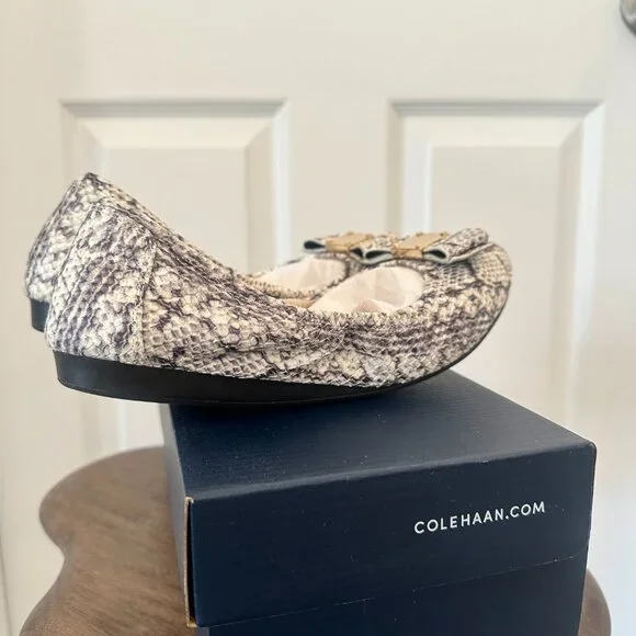 Cole Haan Tali Bow Ballet Flats - NTRL Python LTHR - Size 8 - Picture 8 of 9